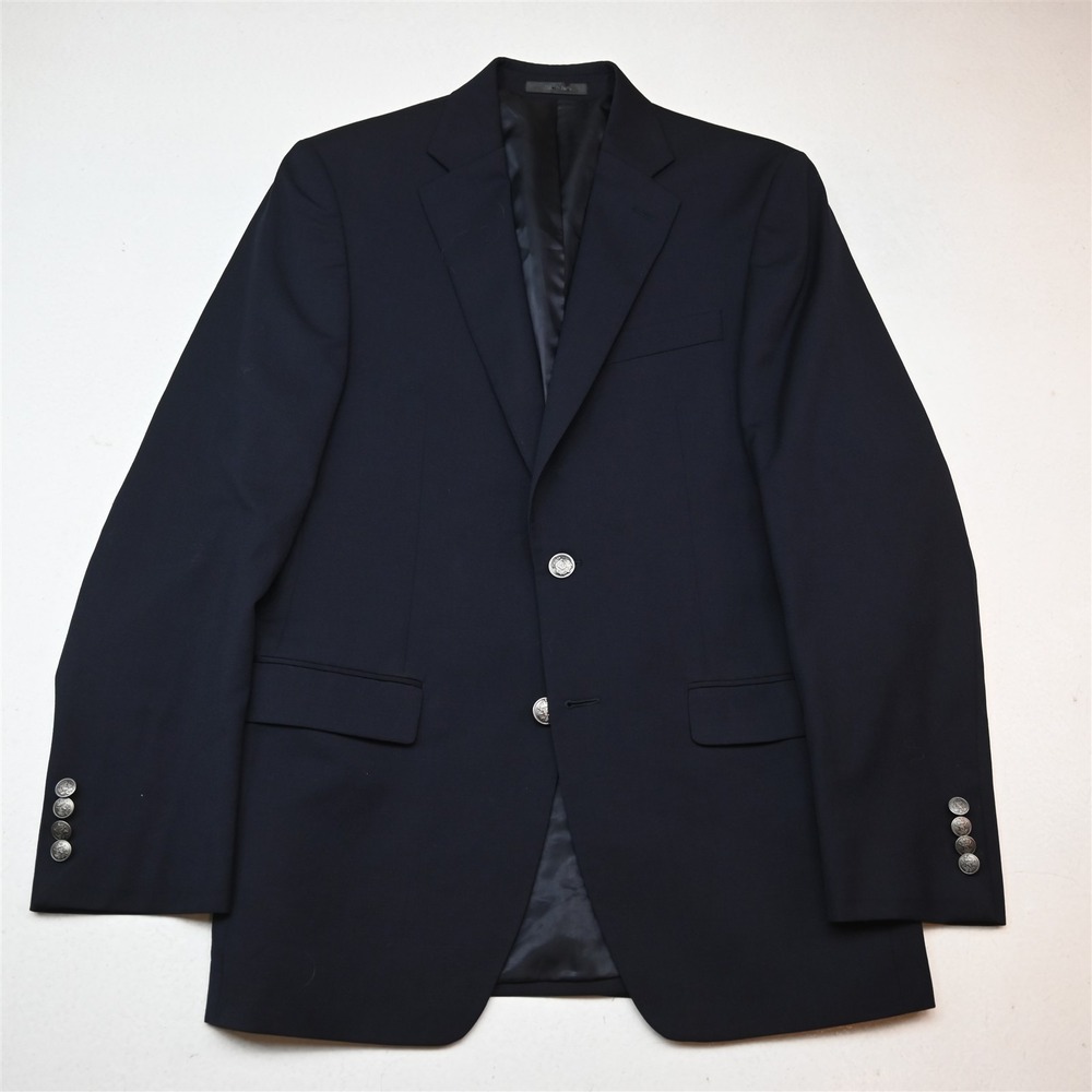 Michael Kors 36R Navy Blue Wool Silver Button Mens Blazer Suit Jacket Sport Coat